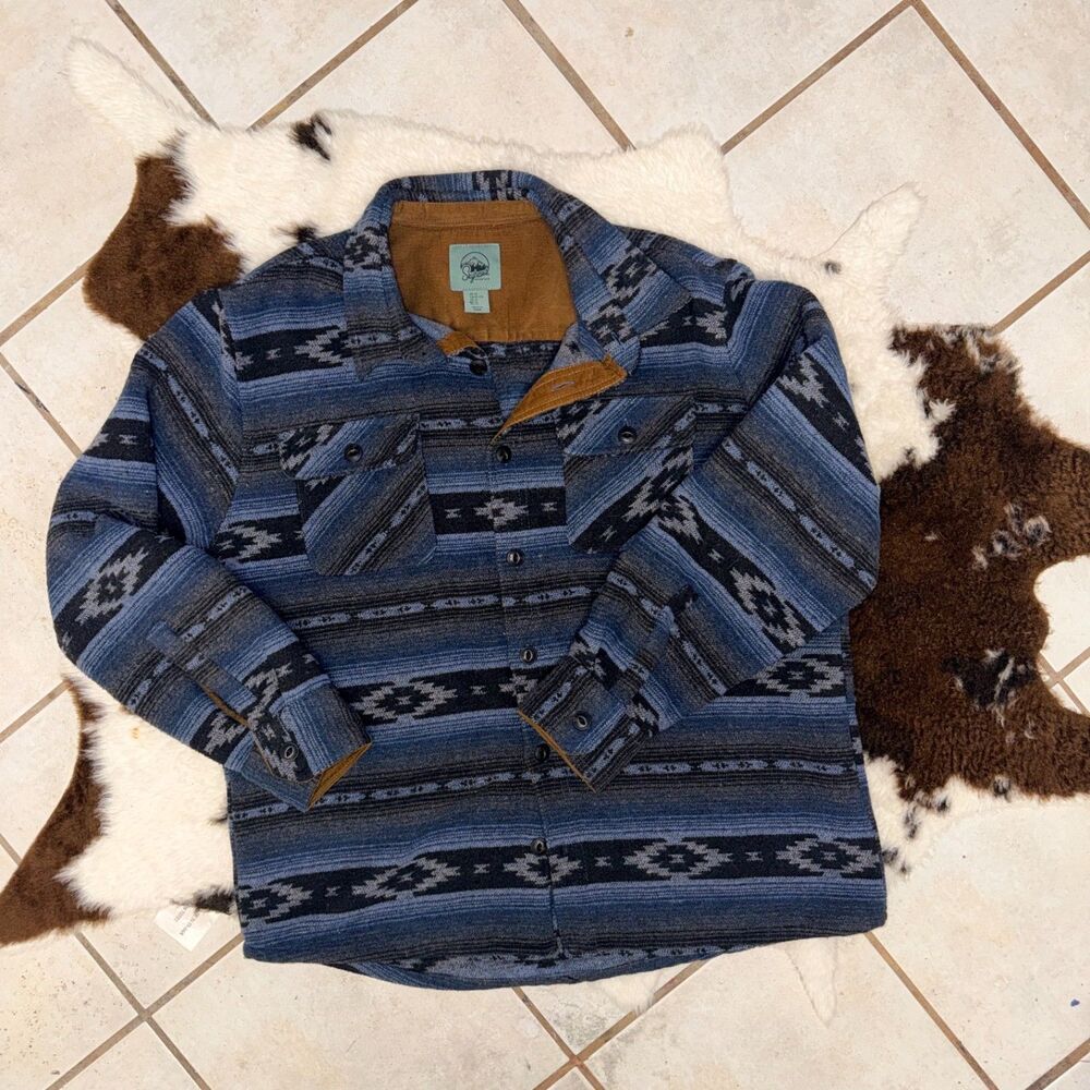 Skyhawk Men's Black and Blue Aztec Patterned Jacket Unisex